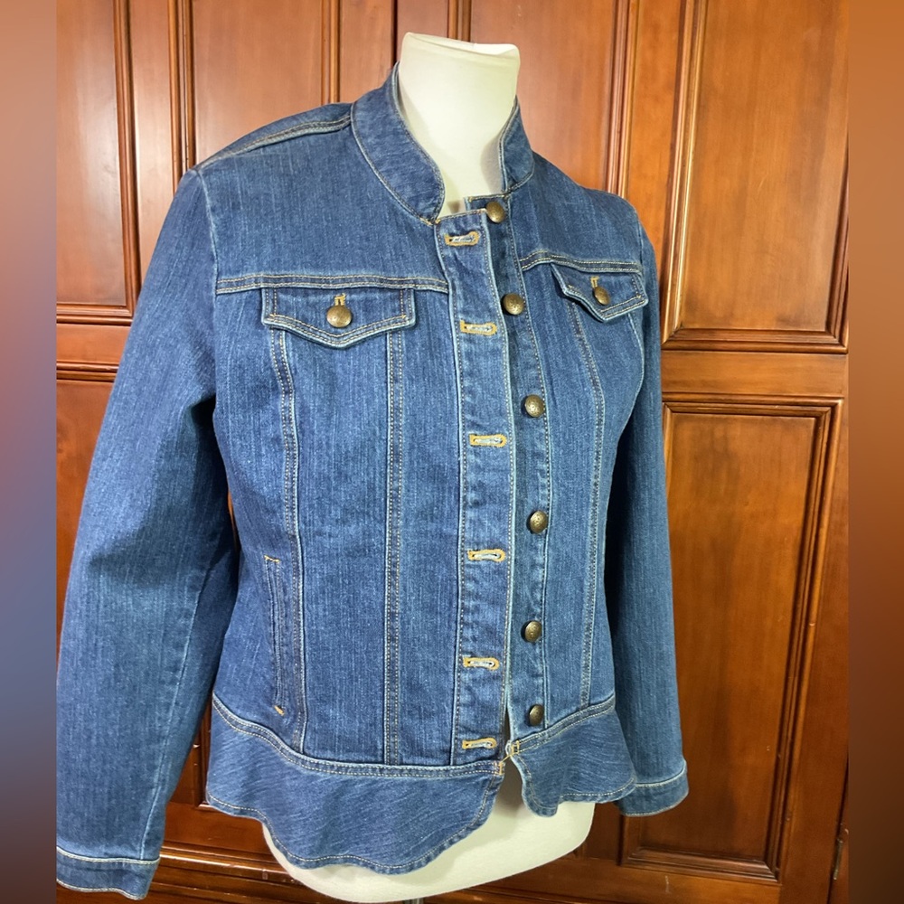 Coldwater Creek Women’s Jean Jacket Size Small Lknw Slight Ruffle Bottom Edge